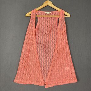 Knitworks Vest Women Coral S Cottagecore Western Sleeveless Crochet Boho NWT